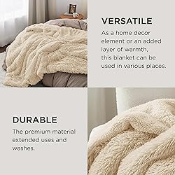 Bedsure Soft Beige Twin Blanket for Bed, Fluffy