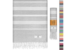 EPHESUS TOWELS Turkish Beach Towel - 39x71 inch Oversized - Sultan Design - Turkish Towel for Beach Pool, Yoga - Prewashed, Lightweight, Quick Dry (Silver Gray, Pack of 1)