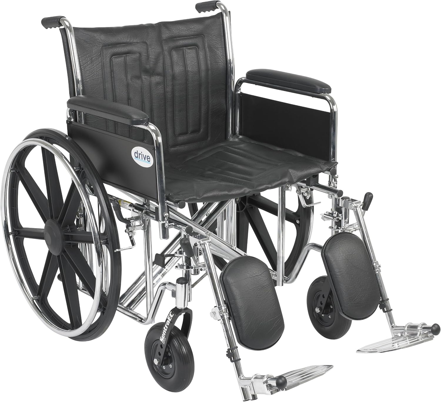Drive Medical Sentra EC Heavy Duty Wheelchair with Various Arm Styles and Front Rigging Options, Black, Bariatric, 22 Inch: Health & Personal Care