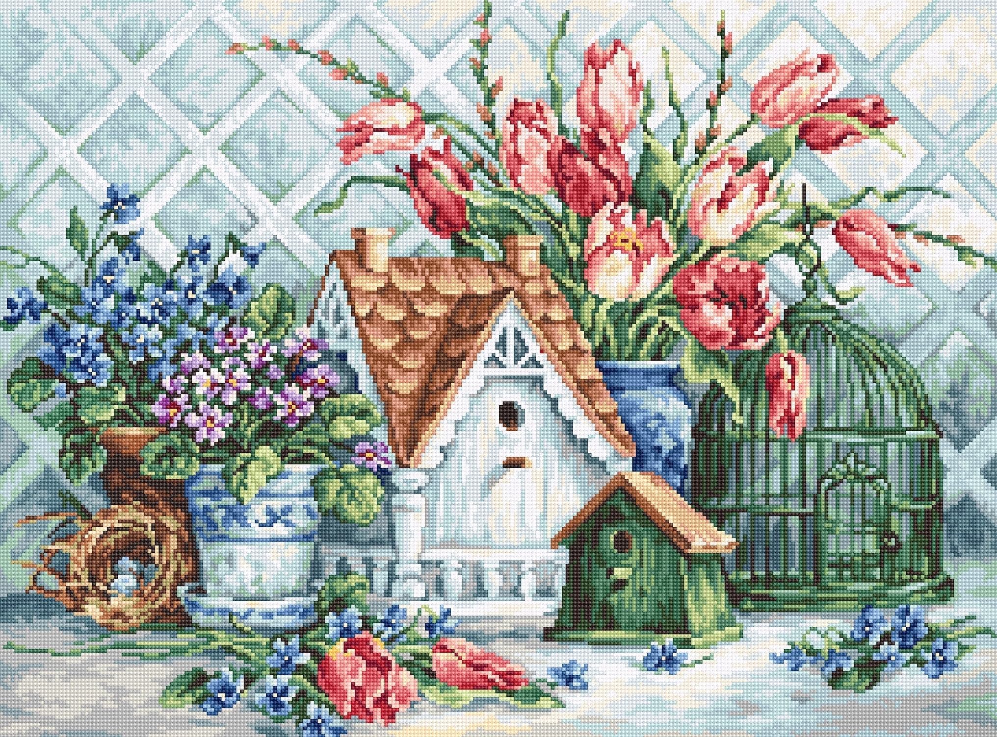 Luca-S Small Picturesque Neighbourhood B2395 38 x 28 cm Cross Stitch Kit