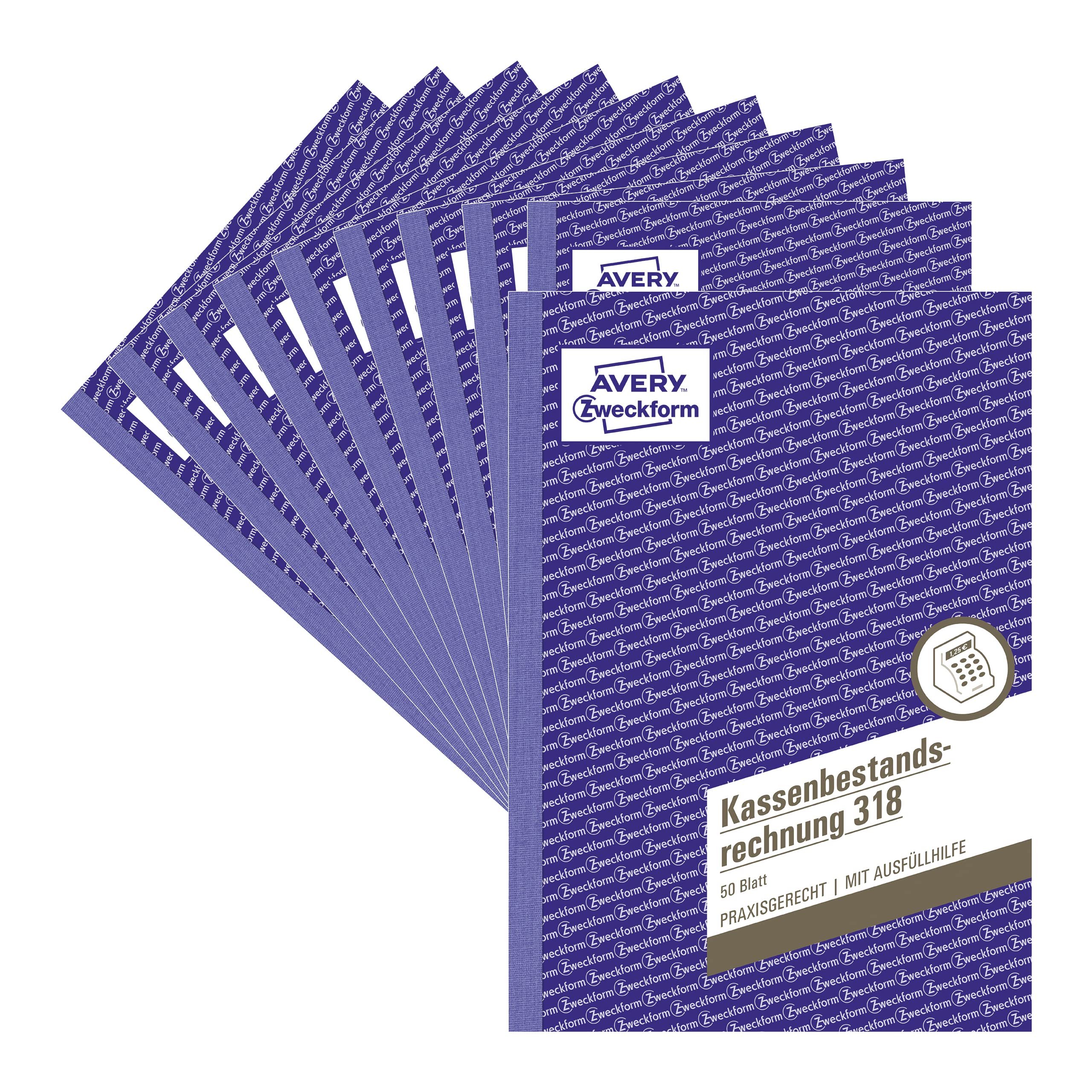 AVERY Zweckform 318-10 Cash Invoice (A5, Approved by Legal Experts, for Germany and Austria for Proper Cost-Effective Accounting, 50 Sheets), Pack of 10, White