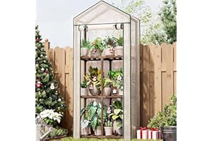 Bamworld Mini Greenhouse for Outdoor 3-Tierd Reusable Portable Warm House with PE Cover Compact Garden and Backyards Portable Rack with Sturdy Eucalyptus Frame Winter-Proof for Plant Protection