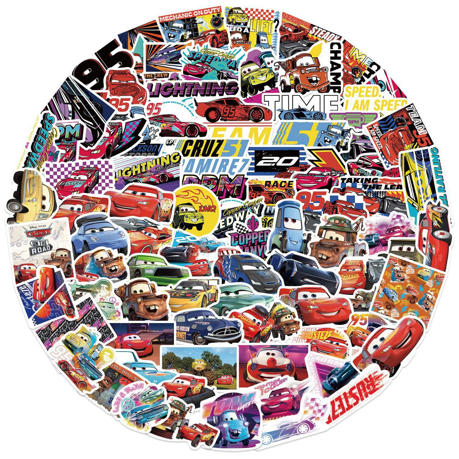 Photo 1 of 100PCS Disney Cartoon Movie Cars Stickers for Kids,Vinyl Waterproof Princess Decal for Water Bottle Laptop Toy Sticker for DIY Decorate Bumper Phone Hard Hat Kids Teens Gifts (CAR)