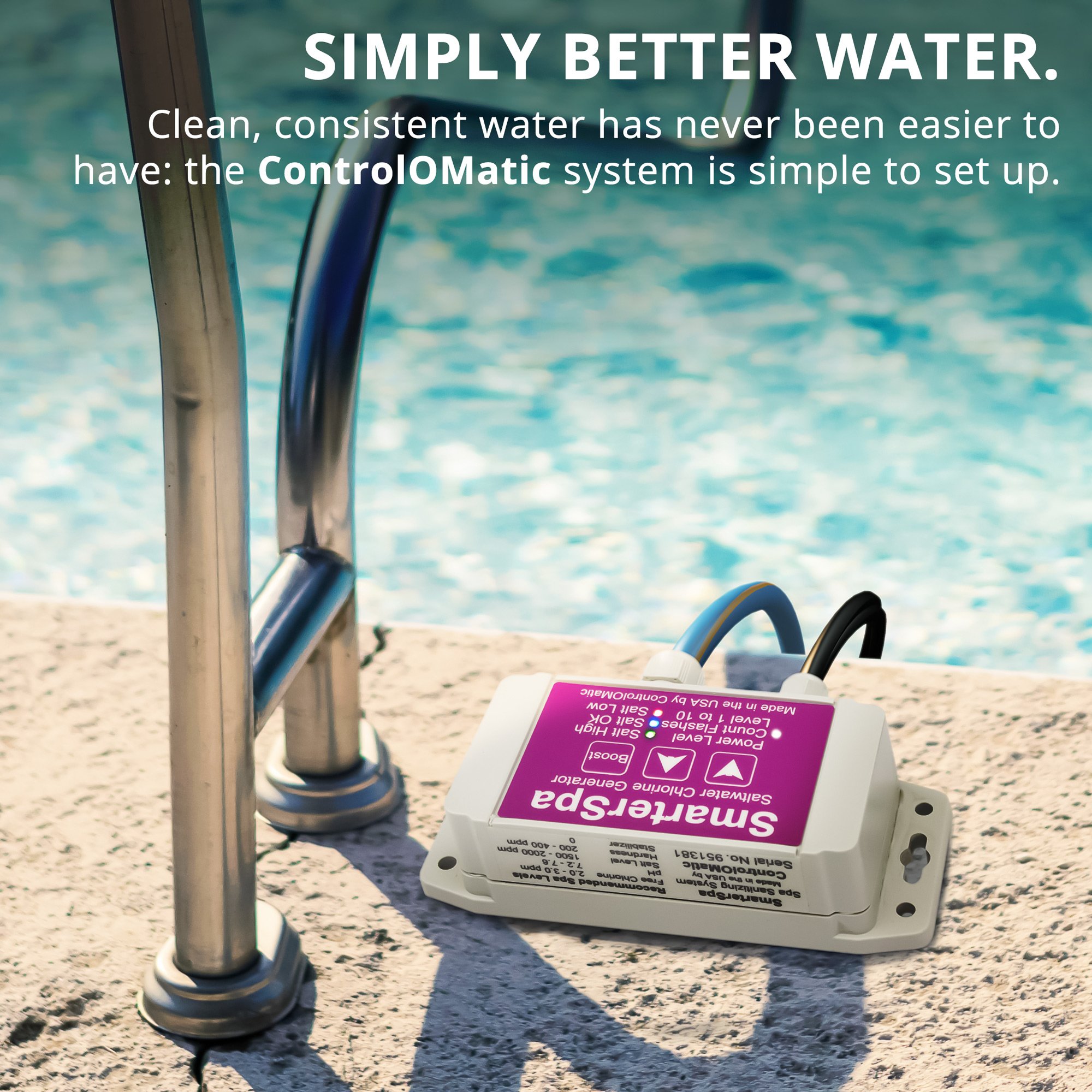 Controlomatic Smarterspa Saltwater Smart Chlorine Generation System For Pools Hot Tubs And Spas Up To 1 000 Gallons 30 Gram Maximum Daily Chlorine