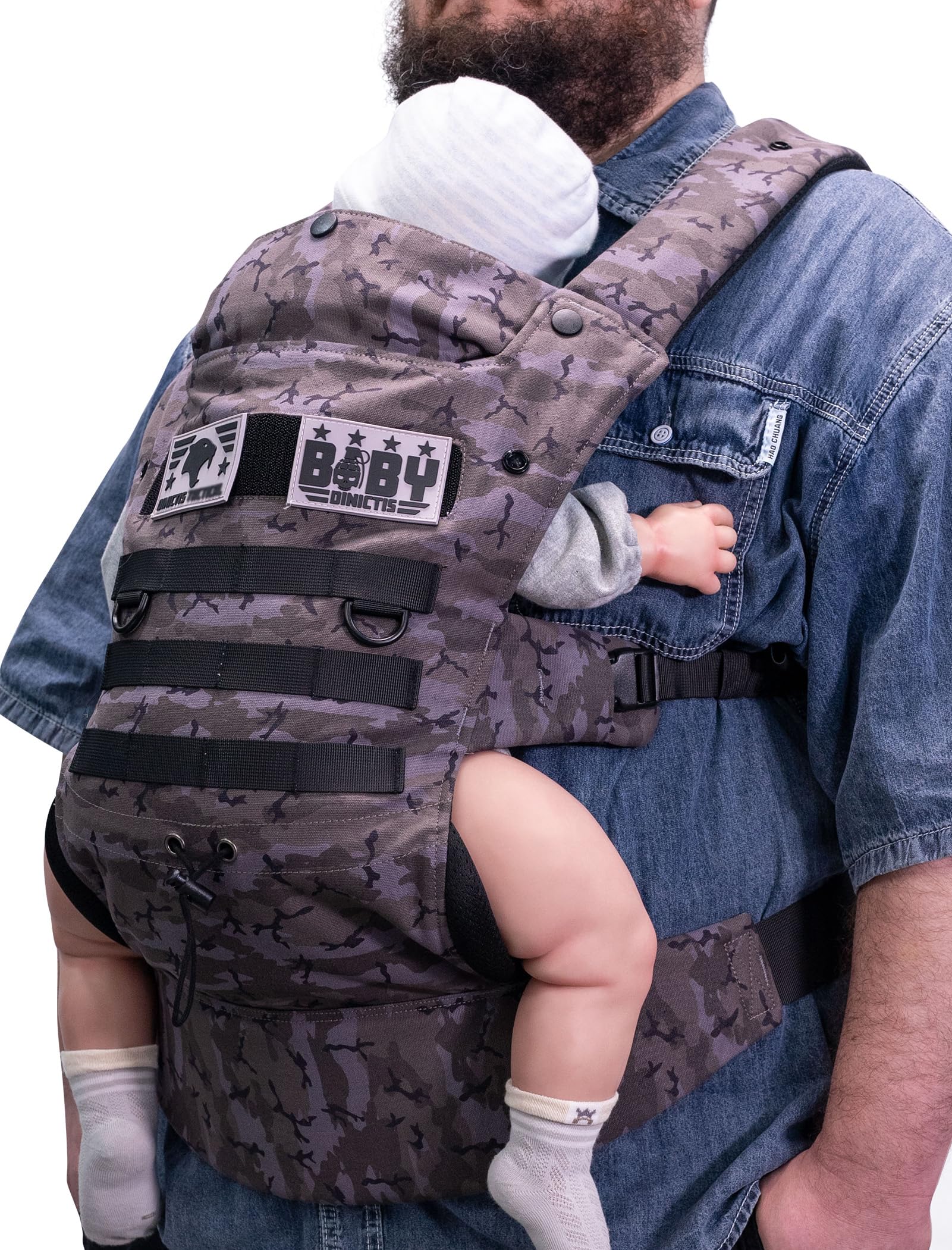 Photo 1 of Ergonomic Lumbar Support Baby Carrier for Infants to Toddlers (8-33 lbs), Cozy and Lightweight Military Baby Carrier for Big and Tall Parents-Black Camo