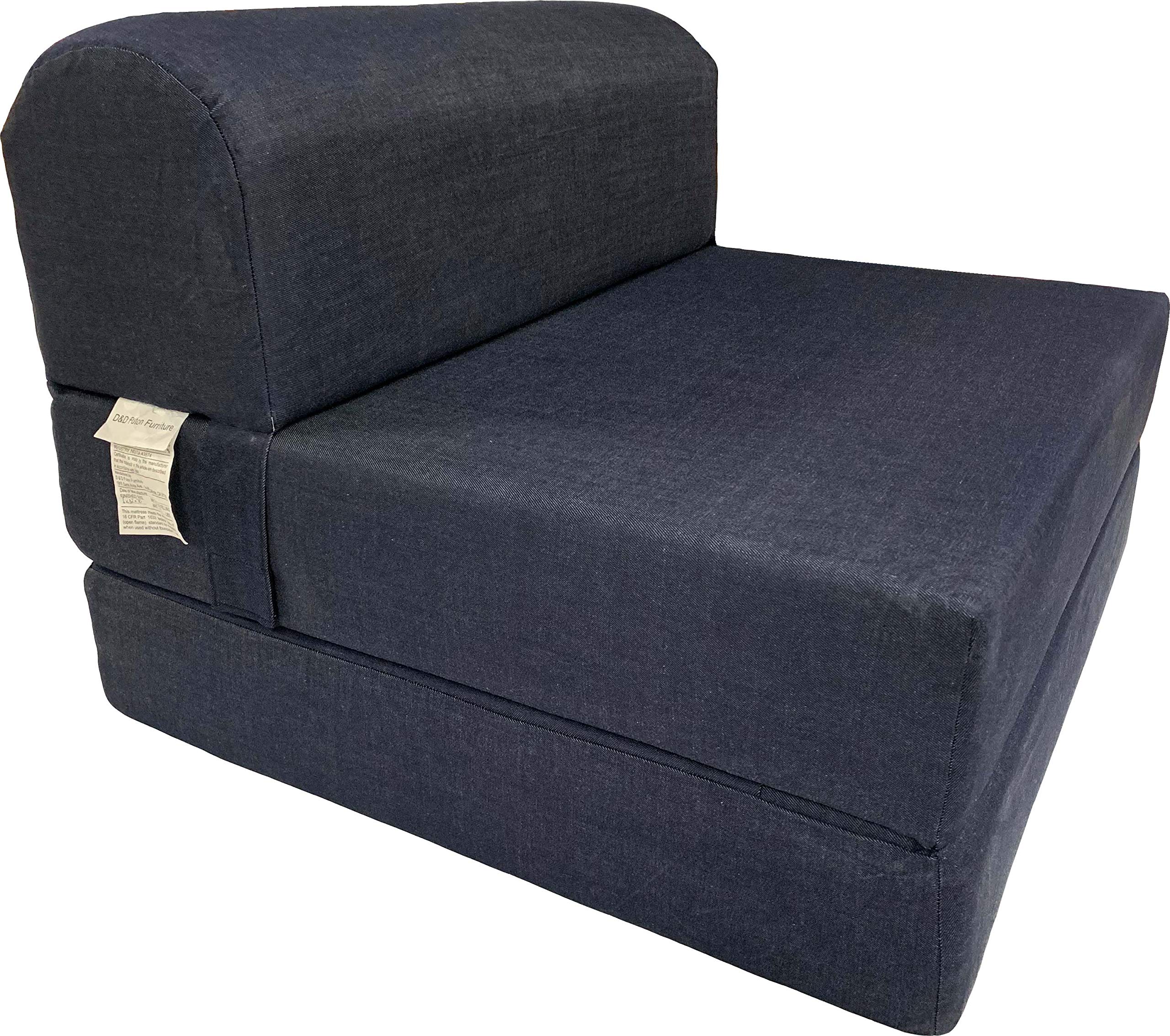 Dd Futon Furniture Denim Sleeper Chair Folding Foam Beds