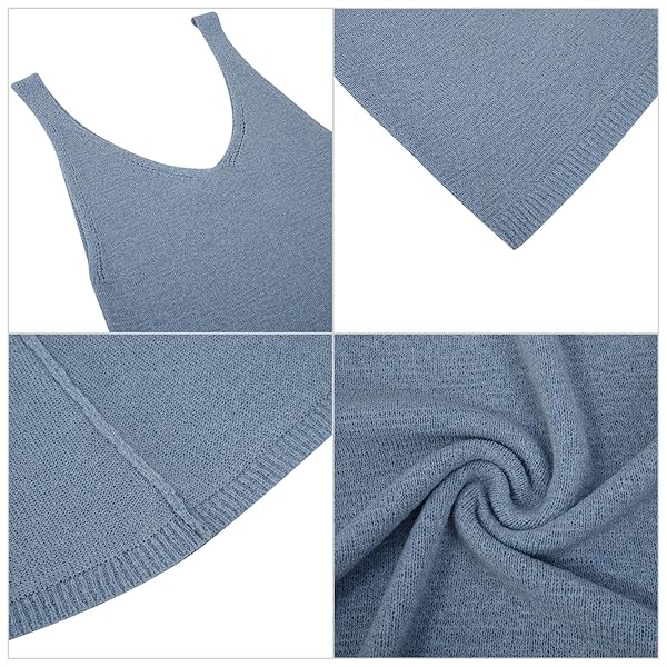 AMARMIA WOMEN’S V NECK KNIT TANK TOPS LOOSE FIT CASUAL SUMMER SLEEVELESS SOLID TRENDY SWEATER VEST BLUE