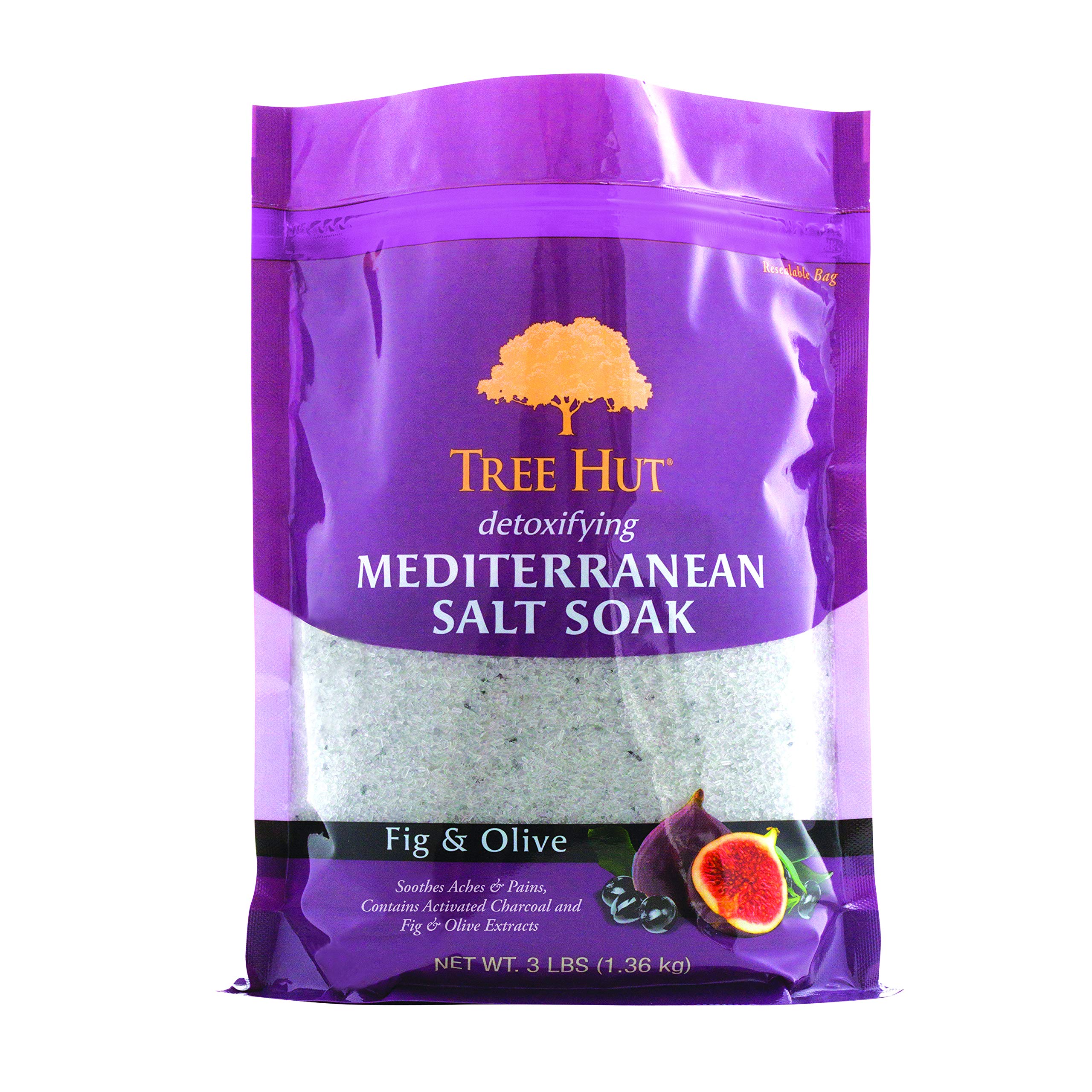 Tree Hut Detoxifying Mediterranean Salt Soak Fig &amp; Olive, 3Ibs, Ultra Hydrating Epsom for Nourishing Essential Body Care