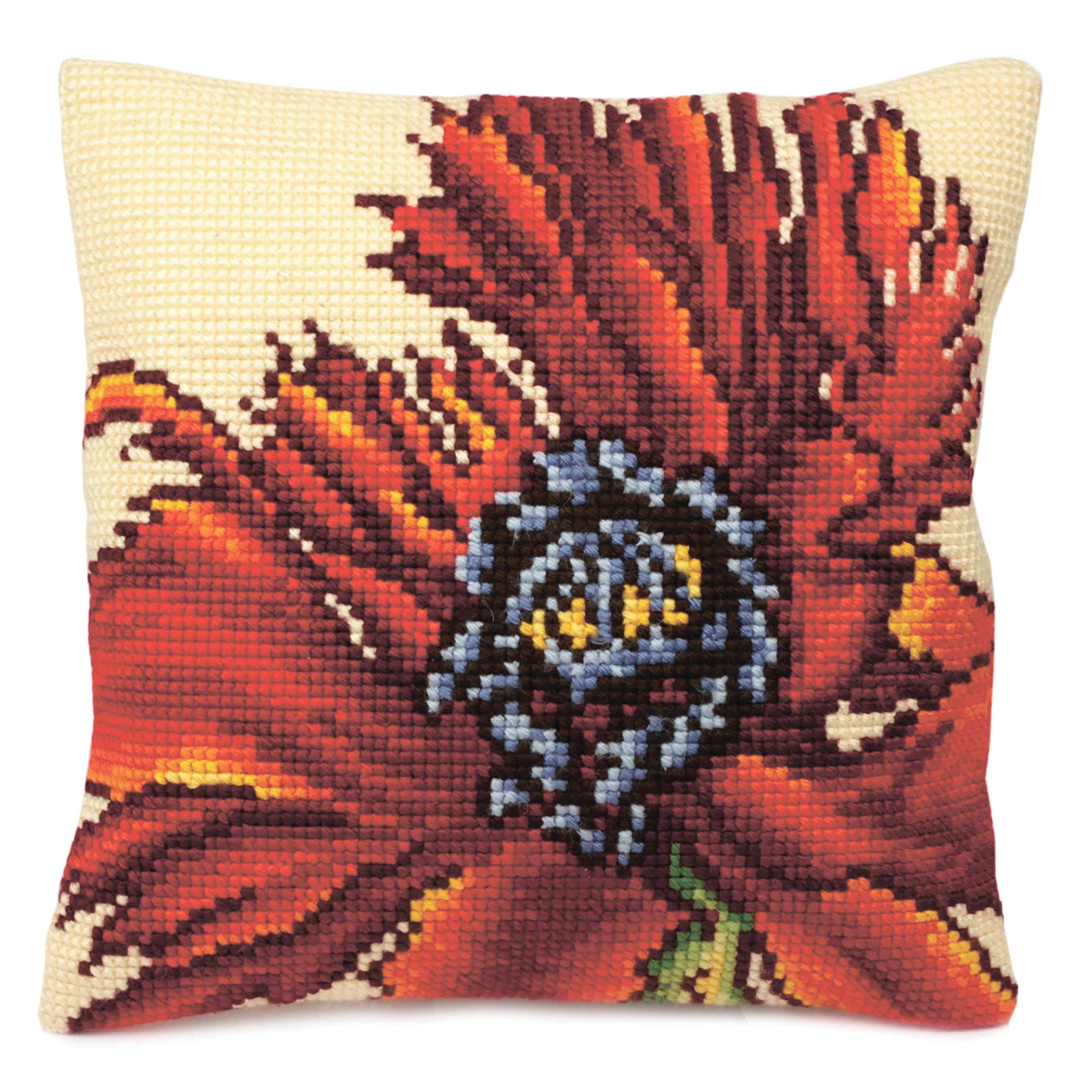 Collection d'Art Cross Stitch Cushion: Extravagant Poppy