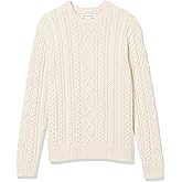 Amazon Essentials Mens Long-Sleeve 100% Cotton Fisherman Cable Crewneck Sweater