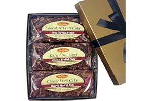 Jane Parker Fruitcake Triple Delight Fruit Cake Assortment, 3 Pound Gift Box, Chocolate, Dark, Classic (Packaging may vary) Box-Holiday Cake-Christmas Cake-The Best Fruitcake You Can Buy