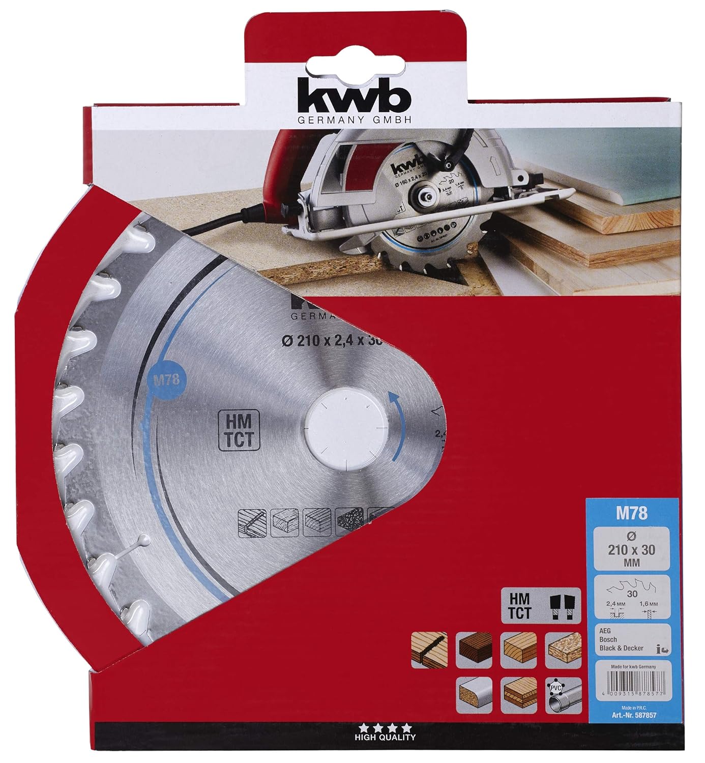 KWB Circular Saw Blade 210 x 30 mm - Fast Cutting, Suitable for SOFTWOOD Hardwood, Plywood, and CHIPBOARD - Image 3