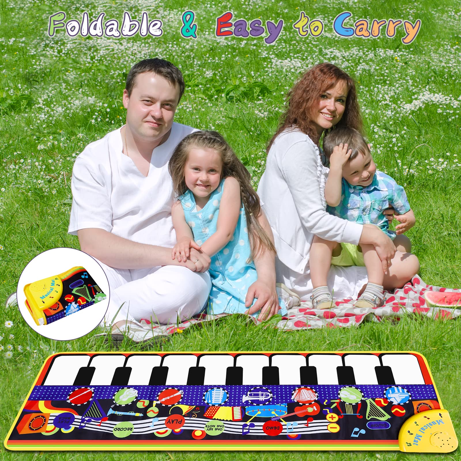 Musical Piano Mat for Toddlers - 28 Music Sounds Floor Piano Keyboard Dance Playmat - Toy & Gift for Kids 1-5 Years Old Boys Girls
