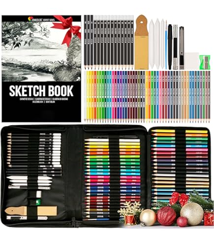 Amazon.com : Zenacolor 74 Pack Drawing Kit with Drawing Pencils