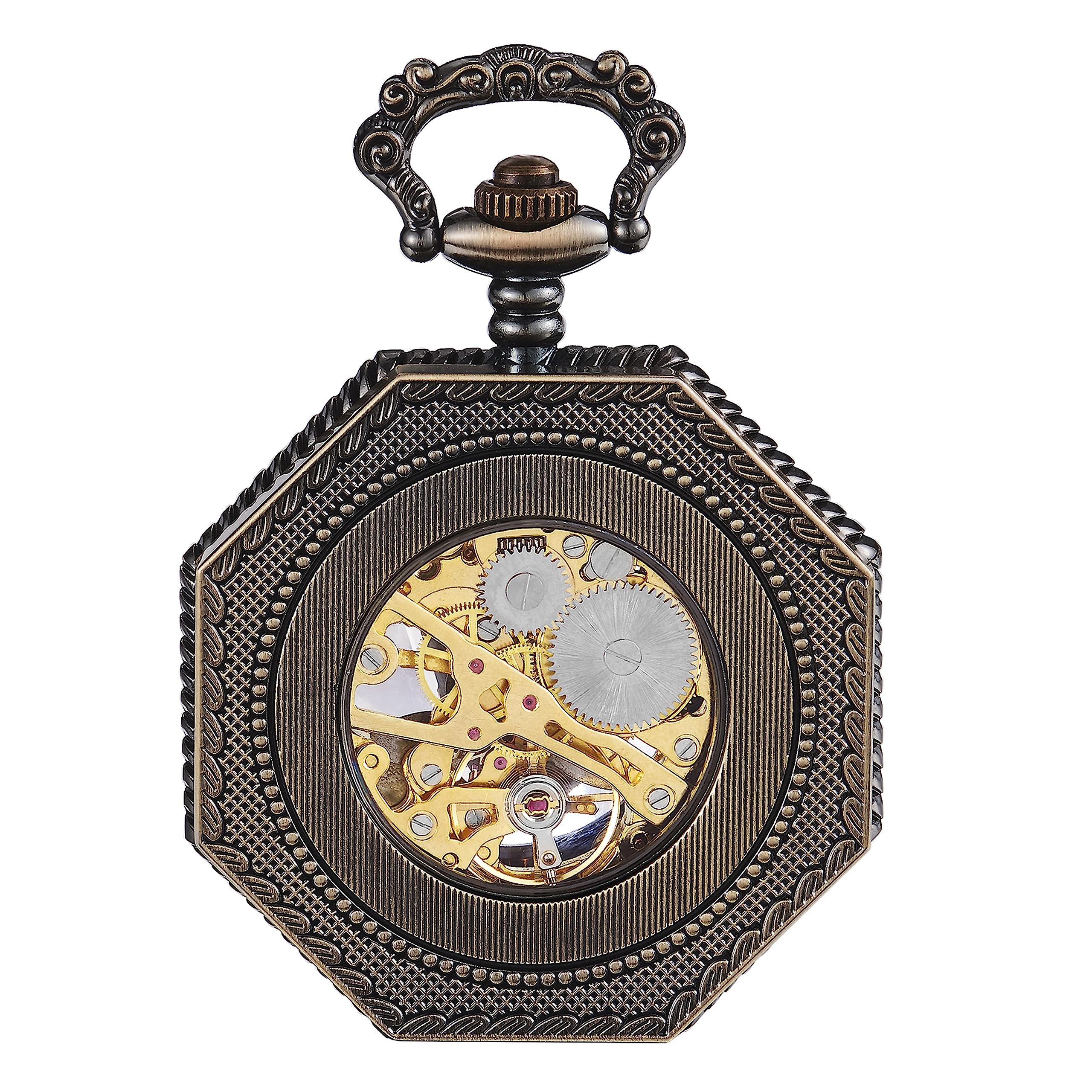 ShoppeWatch Men’s Pocket Watch with Chain | Hand Winding Vintage Pocket Watch | Classic Mechanical Movement Pocketwatch | 1920s Railroad Steampunk Costume Accessory