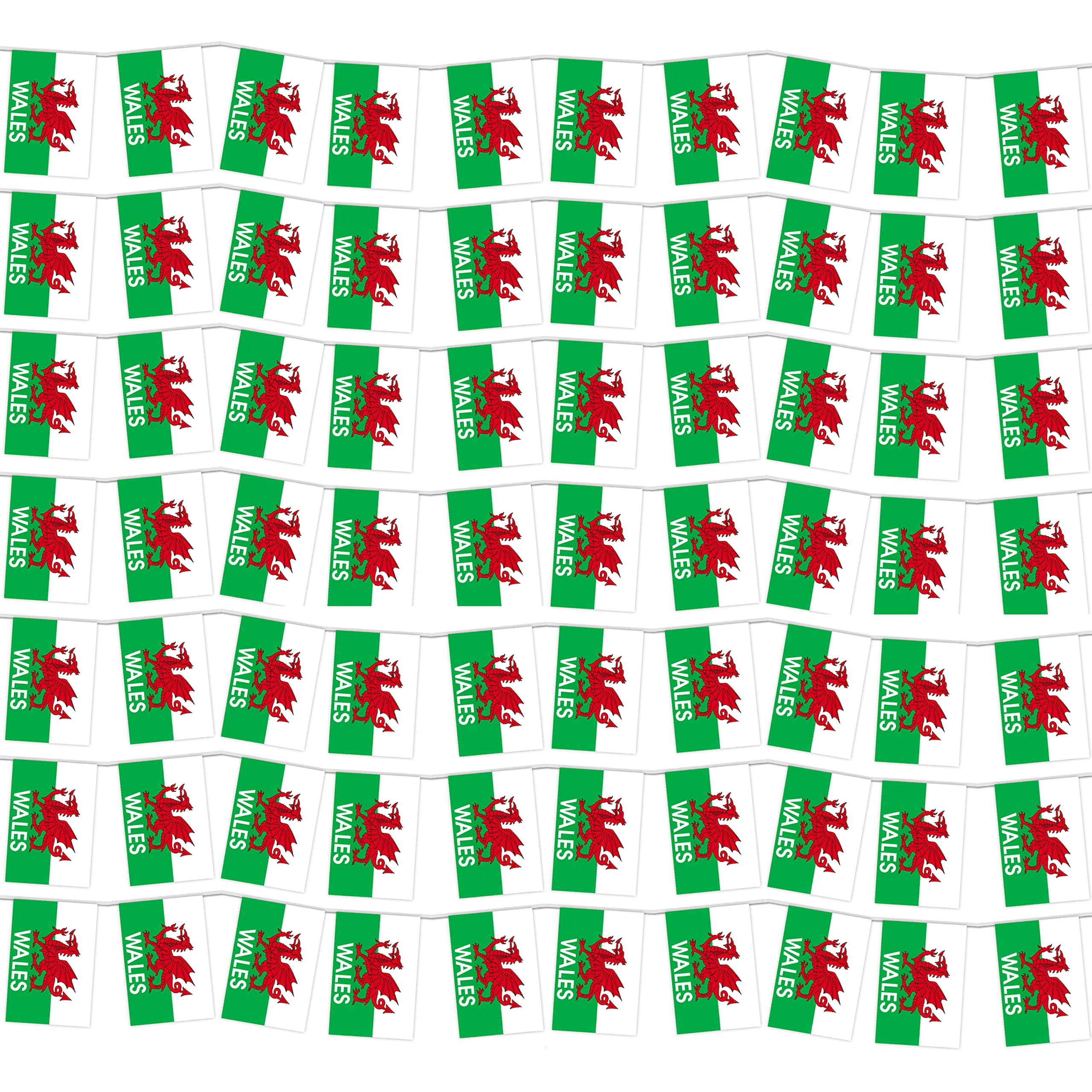 Wales/Welsh St David's Day Party Bunting/Various Lengths (20 Flags Per 10m) (90m)