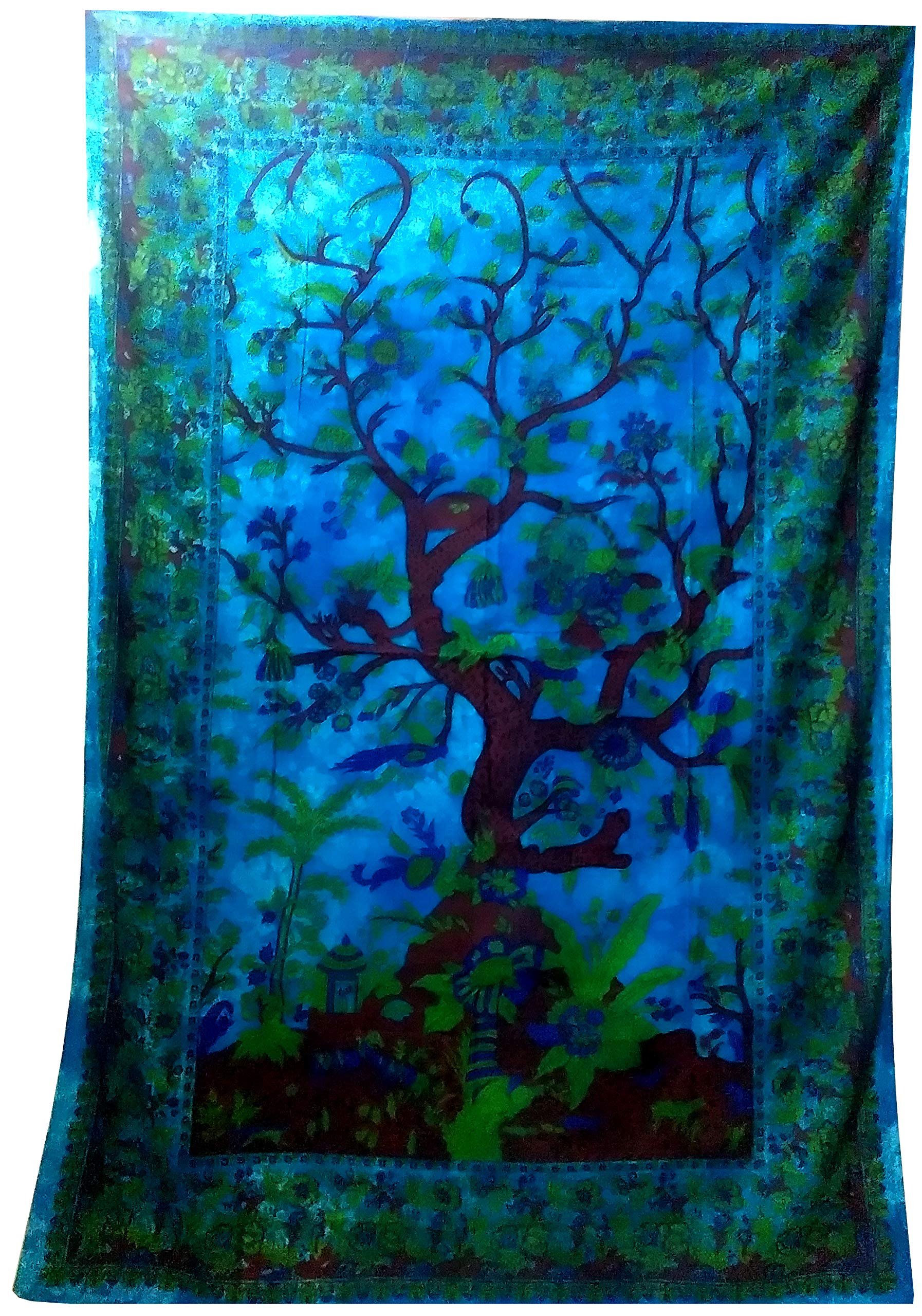 Purpledip Cotton Bed Cover Wall Poster Beach Throw 'The Origin': Bohemian Hanging Tapestry (20048)