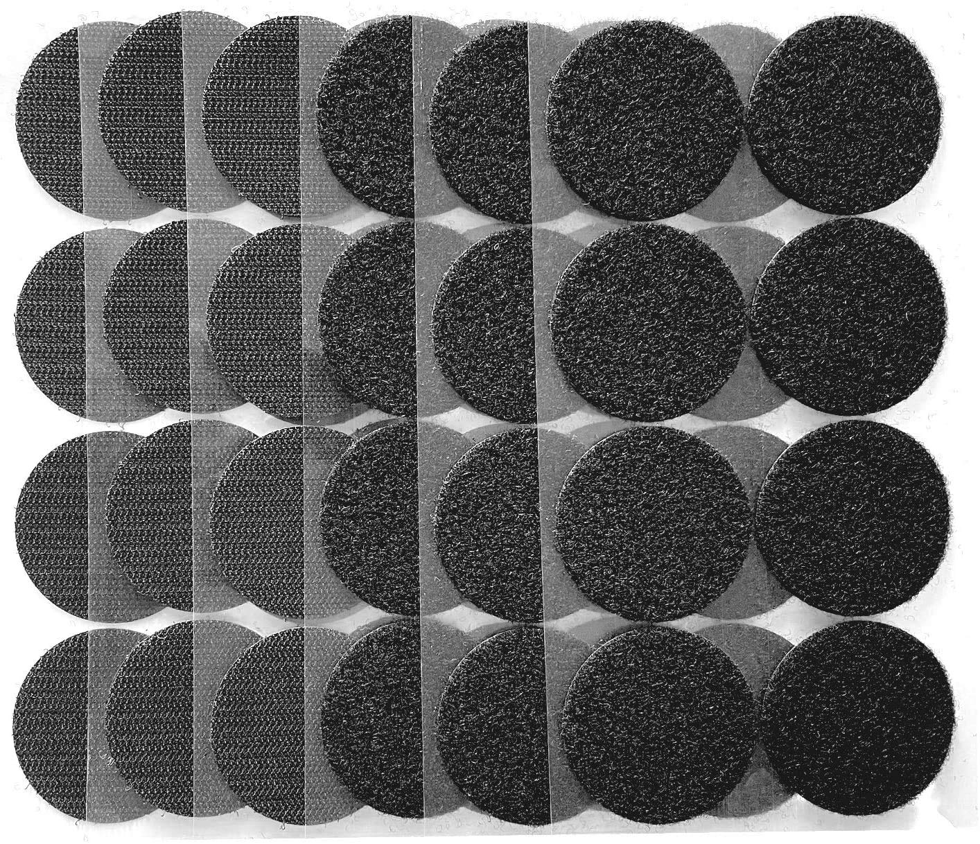 Heavy Duty Mounting Adhesive Tape,Industrial Strength Hook Loop Dots Double Sided Sticky Back Carpet Gripper Pad Wall Mounting Coins Black (24pairs/5cm Diameter)