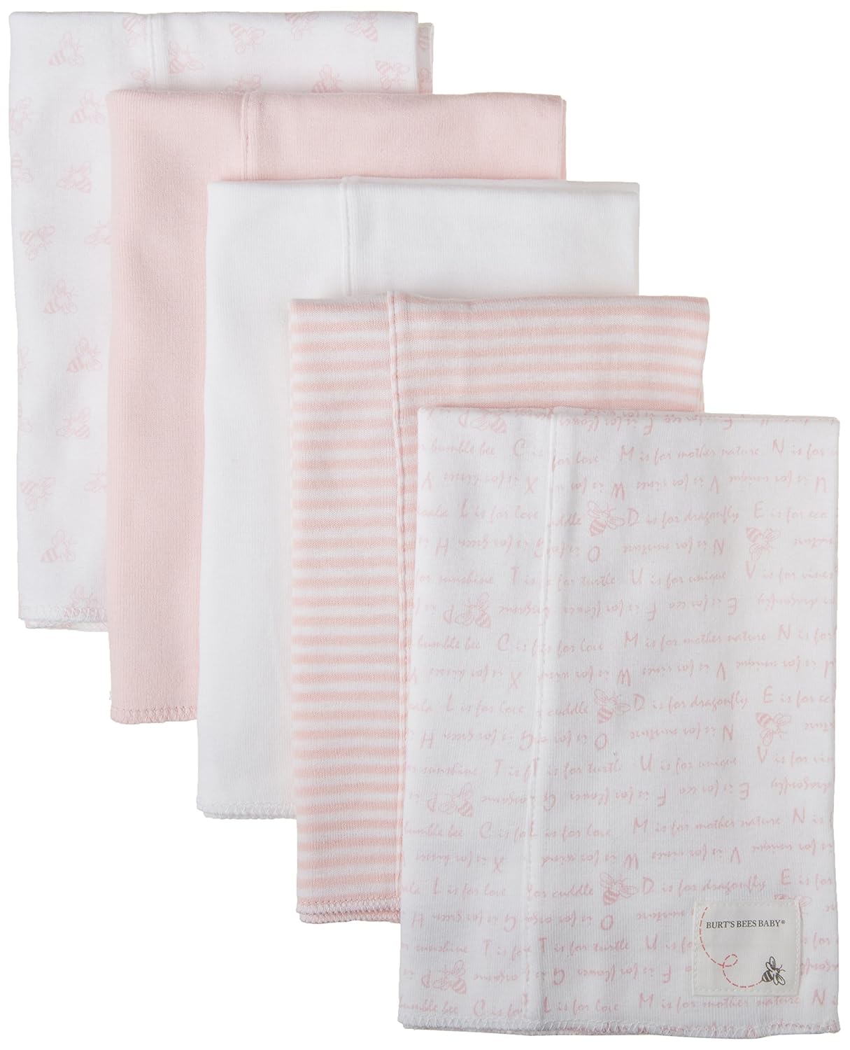 Burt's Bees Baby Burp Cloths, 5Pack Extra Absorbent 100 Organic