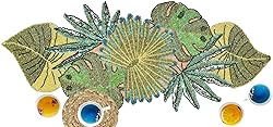 Lightnpro Green Leaves Handmade Beaded Table Runner