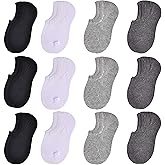 JORMATT Toddler No Show Cotton Socks for Little Girls Boys - Anti Slip Low Cut Ankle With Grips (6-12 Pairs)