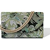 OAYAO Floral Evening Clutch Purses For Women Cute Embroidery Crossbody Shoulder Handbag For Wedding, Cocktail, Prom & Party,