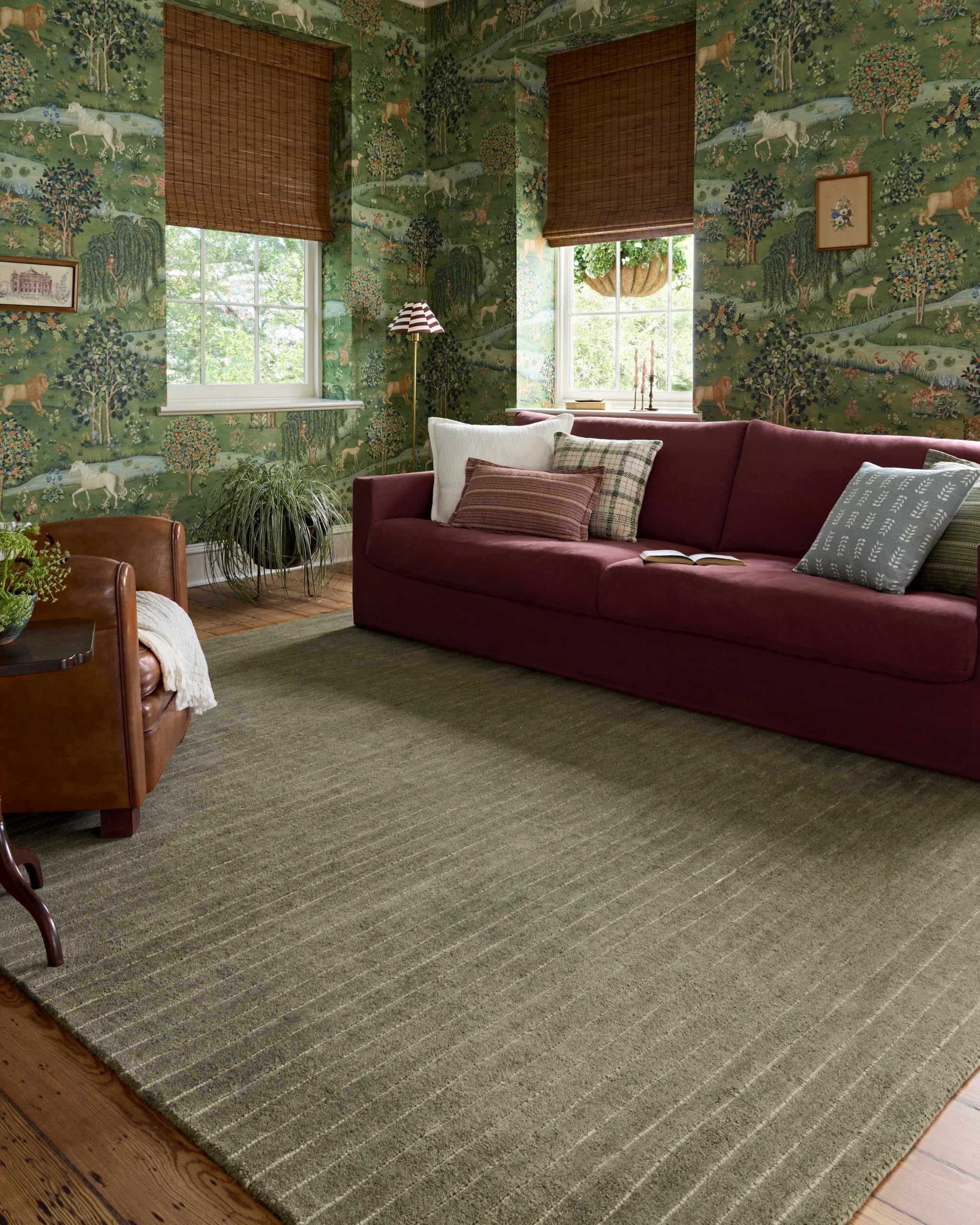 Photo 1 of Loloi Chris Loves Julia Henry Collection HEY-01 Olive/Ivory 7'-9" x 9'-9", .50" Pile Height, Area Rug