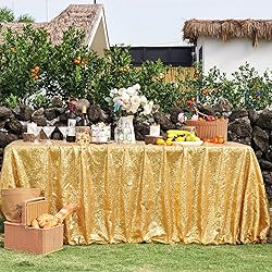 Trlyc Gold Sequin Tablecloth - 60x84inch Glitter