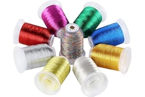 New brothread 9 Basic Colors Metallic Embroidery Machine Thread Kit 500M (550Y) Each Spool for Computerized Embroidery and Decorative Sewing