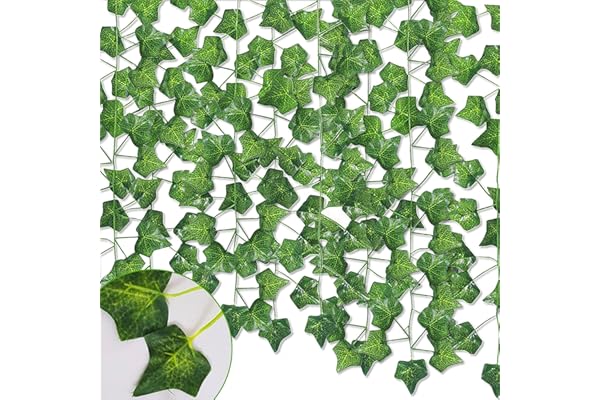 12 Pack Artificial Ivy, 90Ft Fake Ivy Vines Garland Hanging Artificial Vines Plant for Outdoor Decorations, Green Leaves Fake
