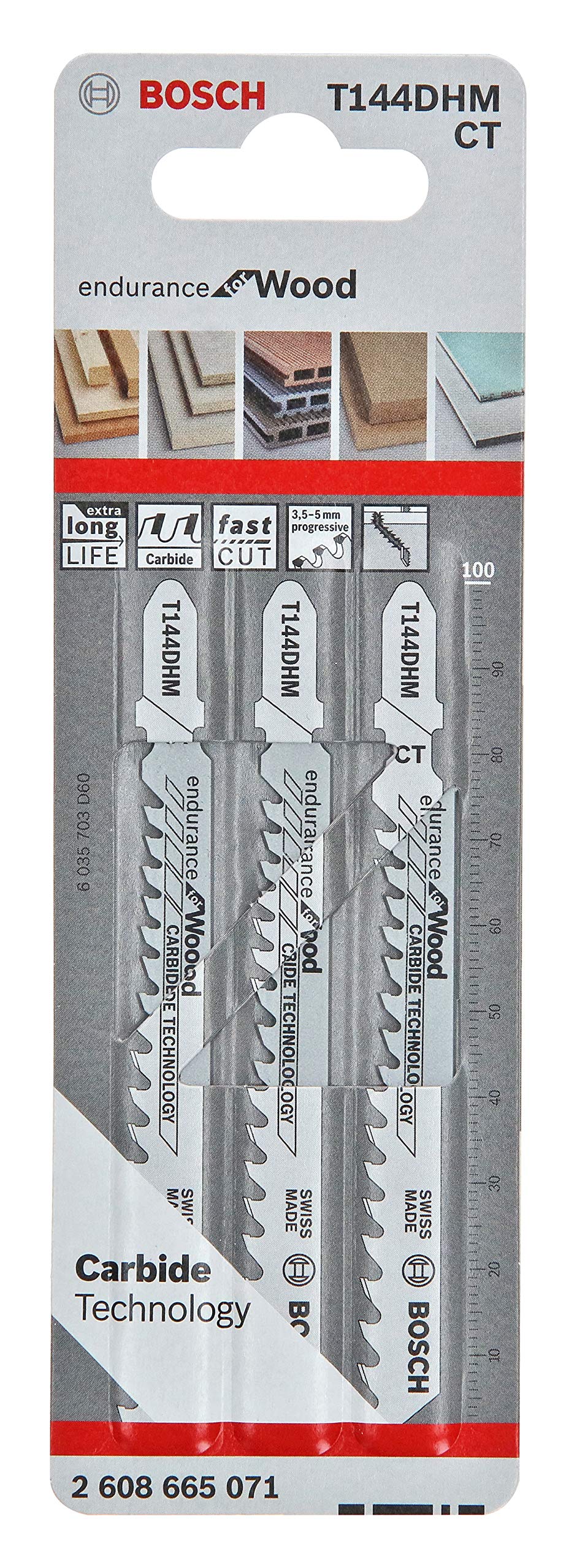 Bosch Professional 3 Jigsaw Blades T 144 DHM Endurance for Wood (for Wood, Accessories for jigsaws)