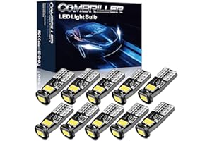 Combriller 194 LED Bulb White, Error Free 194 168 LED Bulb T10 2825 w5w Led Interior Car Lights for Car License Plate Light Dash Lights Interior Dome Map Door Marker Courtesy Light, Pack of 10
