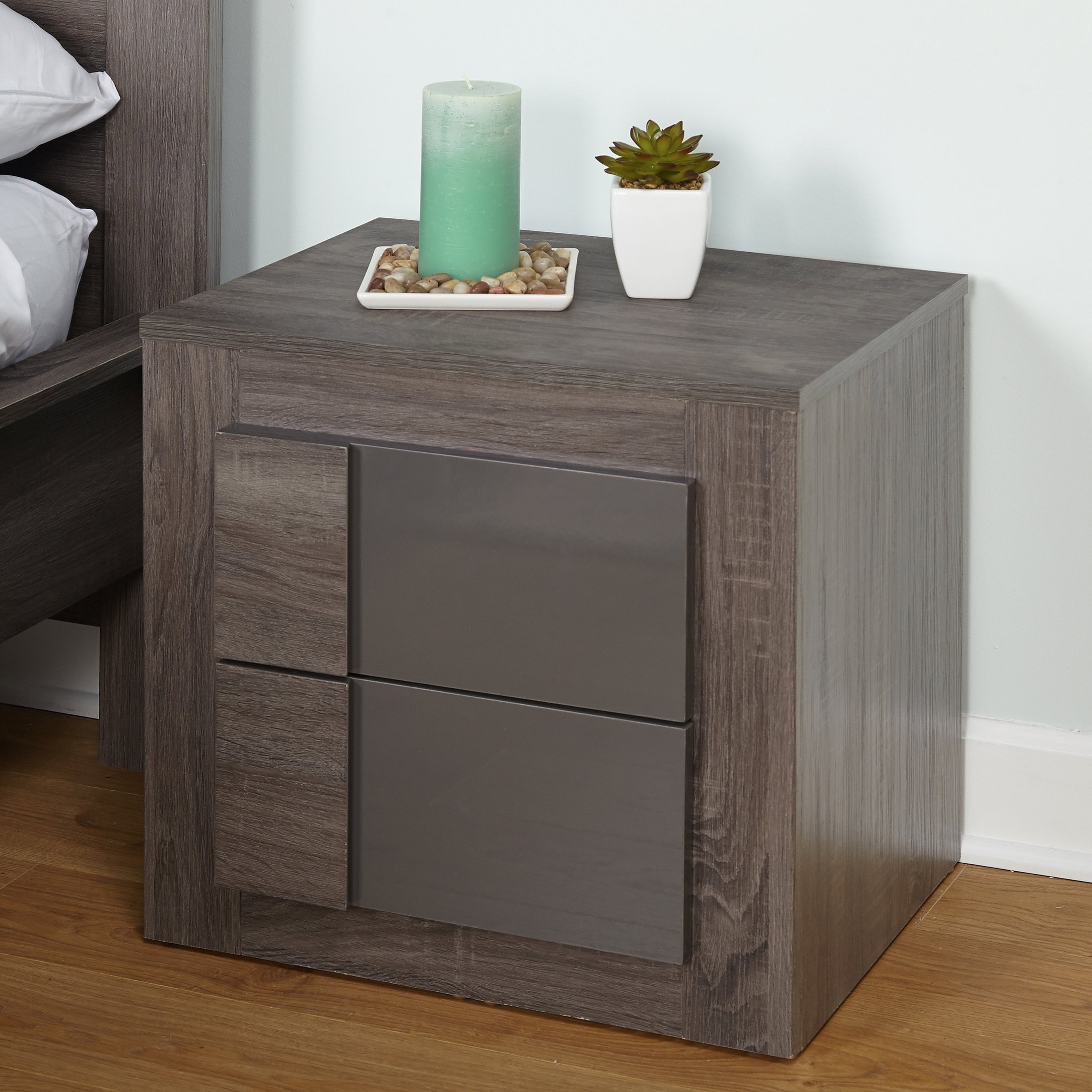 Target Marketing Systems TwoToned Eden Nightstand with 2 Drawers, Dark