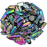 Amazing Gemstone Titanium Aura Quartz Raw Crystals Point and Healing Stones, Natural Rocks for Meditation and DIY Raw Stones and Crystals (1 lb)