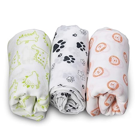 LuvLap Baby Swaddles Animals (White)