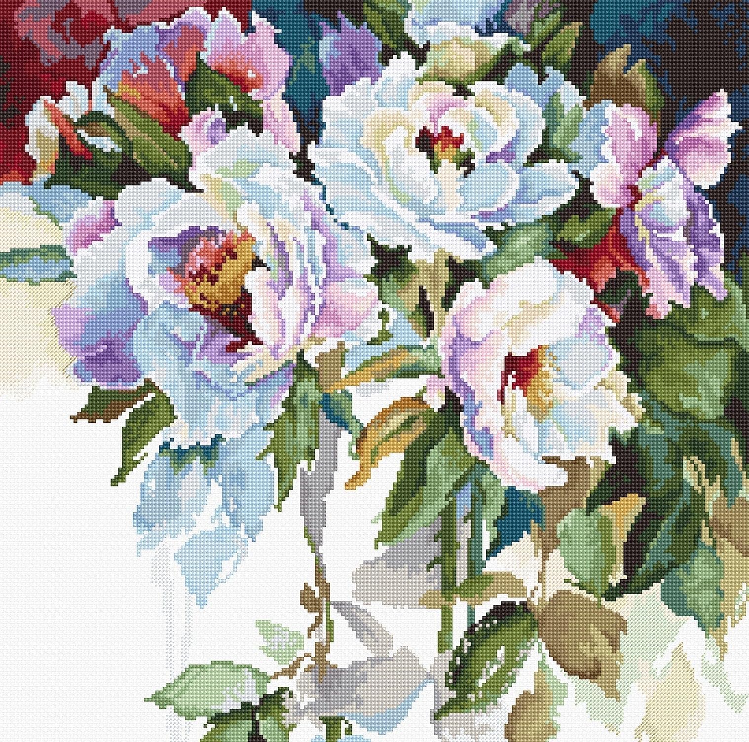 Luca-S B2400 White Roses - Cross Stitch Kit
