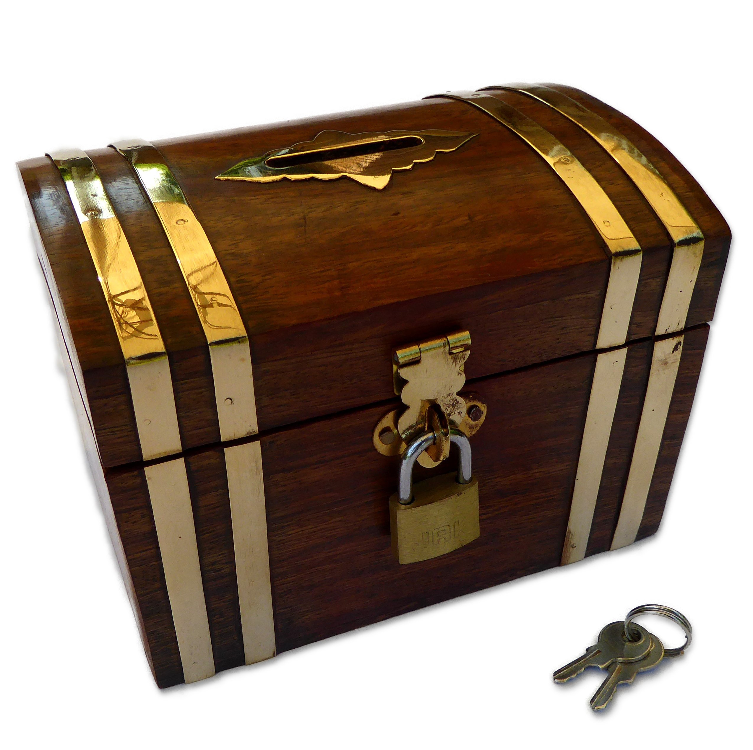 Purity Wooden Money Box with Brass Lock
