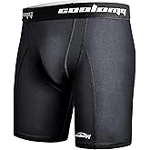 COOLOMG Youth Boys Compression Shorts with Cup Pocket for Baseball Football MMA Lacrosse,NO Cup