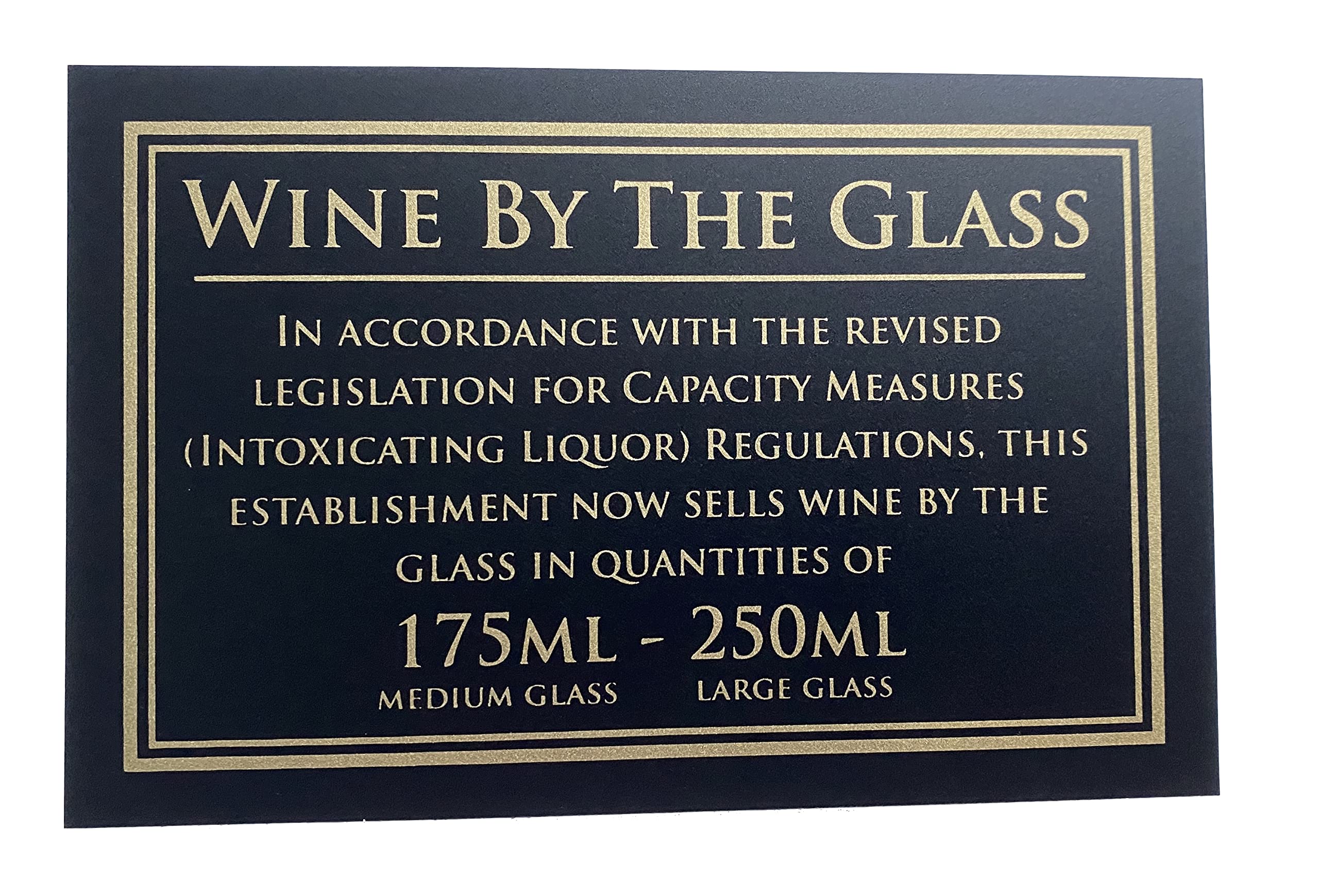 drinkstuff 175ml & 250ml Weights & Measures Act Sign | Pub Law Sign Licence Act