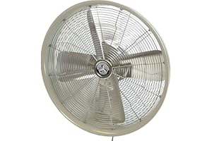 HydroMist Oscillating Wall Mounted Outdoor-Rated Fan, 3- Speed Control on Motor, Alum Fan Blade, Mounting Bracket and Black Vinyl Cover, Very Quiet Running, Residential/Commercial Use, 24”, Off-White