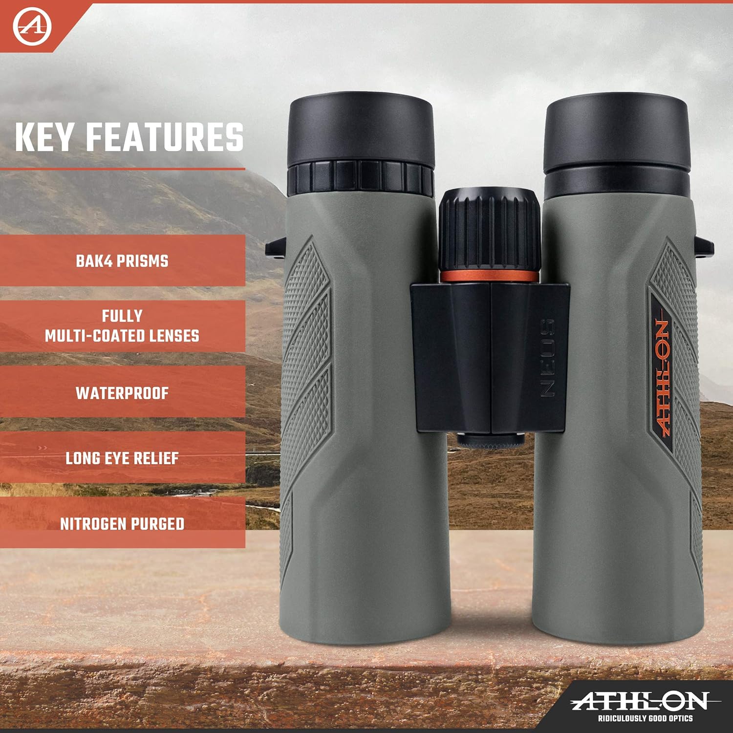 Athlon Optics Neos G2 HD Binocular - 8x42, Gray, Black: Sports & Outdoors