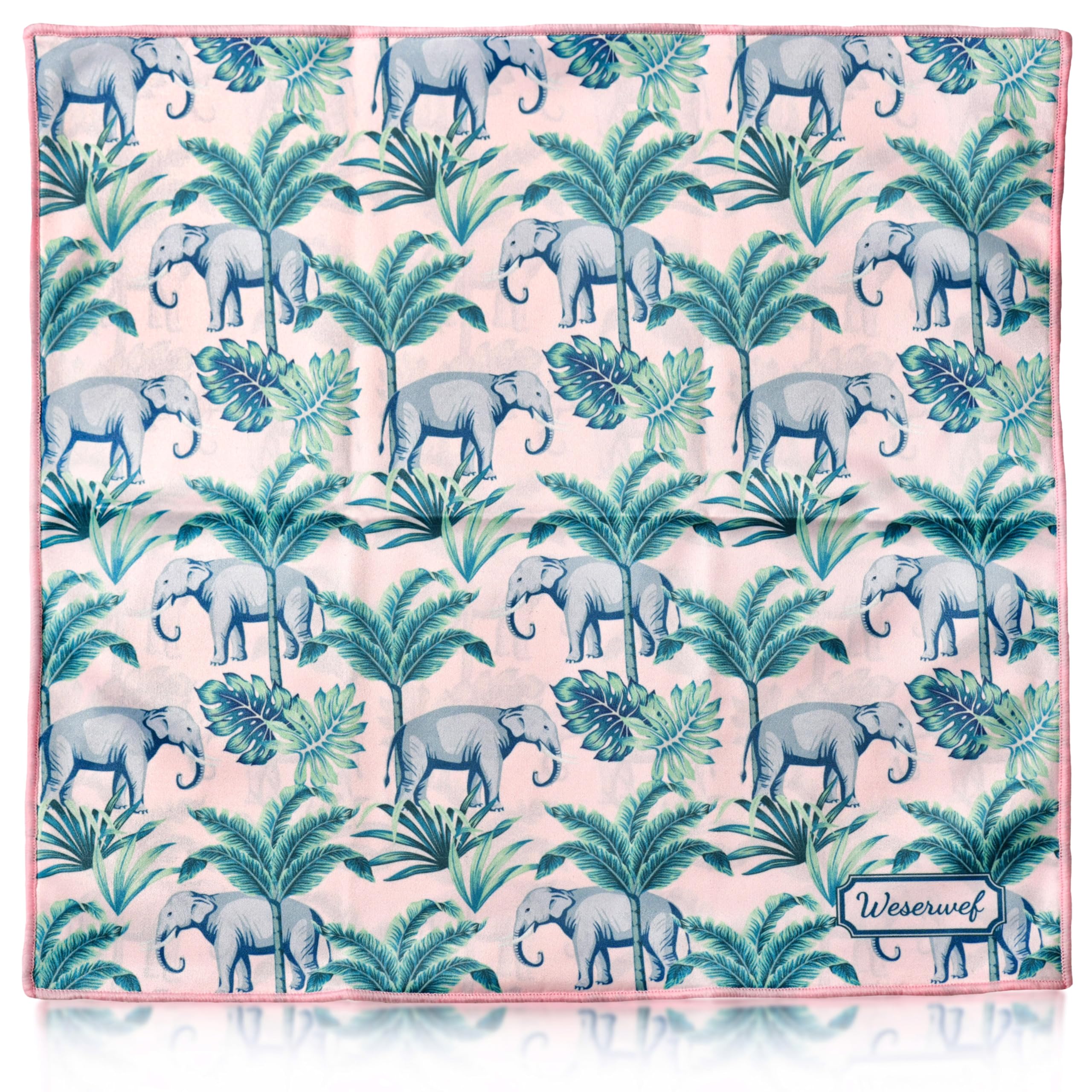 WESERWEF Design Microfiber Glasses Cleaning Cloth, Premium Cleaning Cloths for Spectacles, Lens, Screens, Tablets, Eyeglasses, 12" x 12", Ultra-Soft & Scratch-Free (elephant)