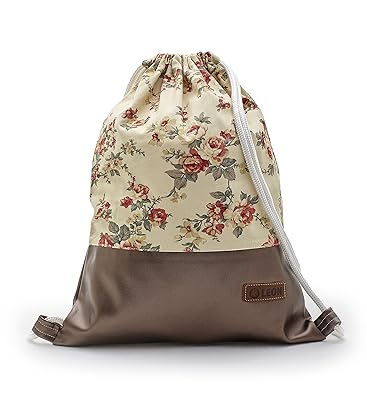LEON by-Bers Turnbeutel mit Innentaschen Rucksack Tasche Damen Herren & Teenager Gymbag Gymsack