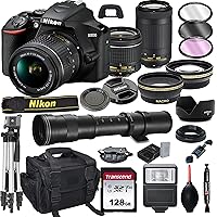 Nikon D3500 DSLR Camera with 18-55mm VR and 70-300mm Lens Bundle with 420-800mm Preset f/8 Telephoto Lens + 128GB Card…