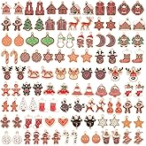 SANNIX 110Pcs/55 Pairs Christmas Charms, Gingerbread Man Charm Holiday Gold Enamel Pendants for DIY Bracelet, Necklaces, Earrings Craft Supplies