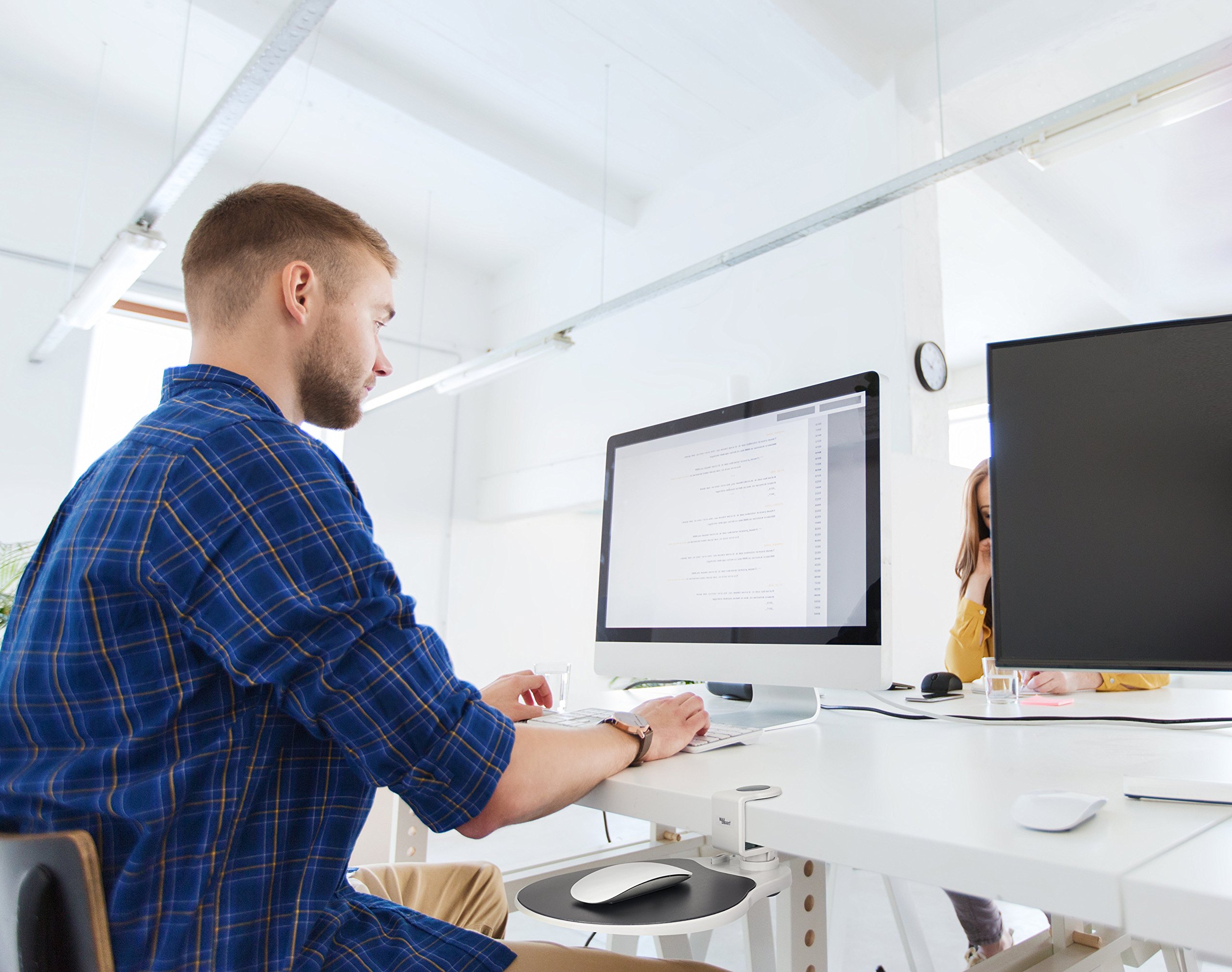 Clamp on Mouse Platform / Clip on Mouse Pad Rotating 360 Degree, Adjustable Ergonomic Mouse Tray