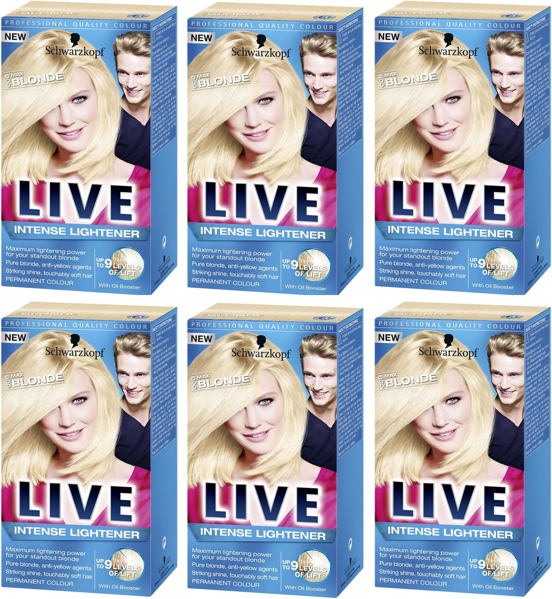 Schwarzkopf Live Intense Lightener Max Blonde 00B - Pack of 6