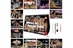 PAITUEND Scratch Art Book for Adults-Landmark Building Scratch Art|Scratch Painting Paper Craft Kit|Creative Foil Engraving Art Set|Scratch City Series Books for Travel Lovers,Craft Lovers(New City 3)