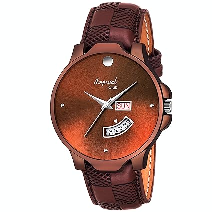 Brown Day & Date Dotted Milo Wrist Watch for Men & Boys (DD003)
