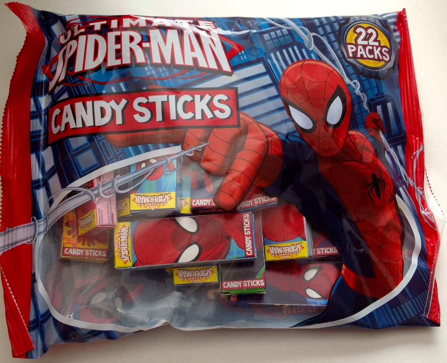 Marvel Ultimate Spiderman Candy Sticks Party Favors (22 Mini Packs Per